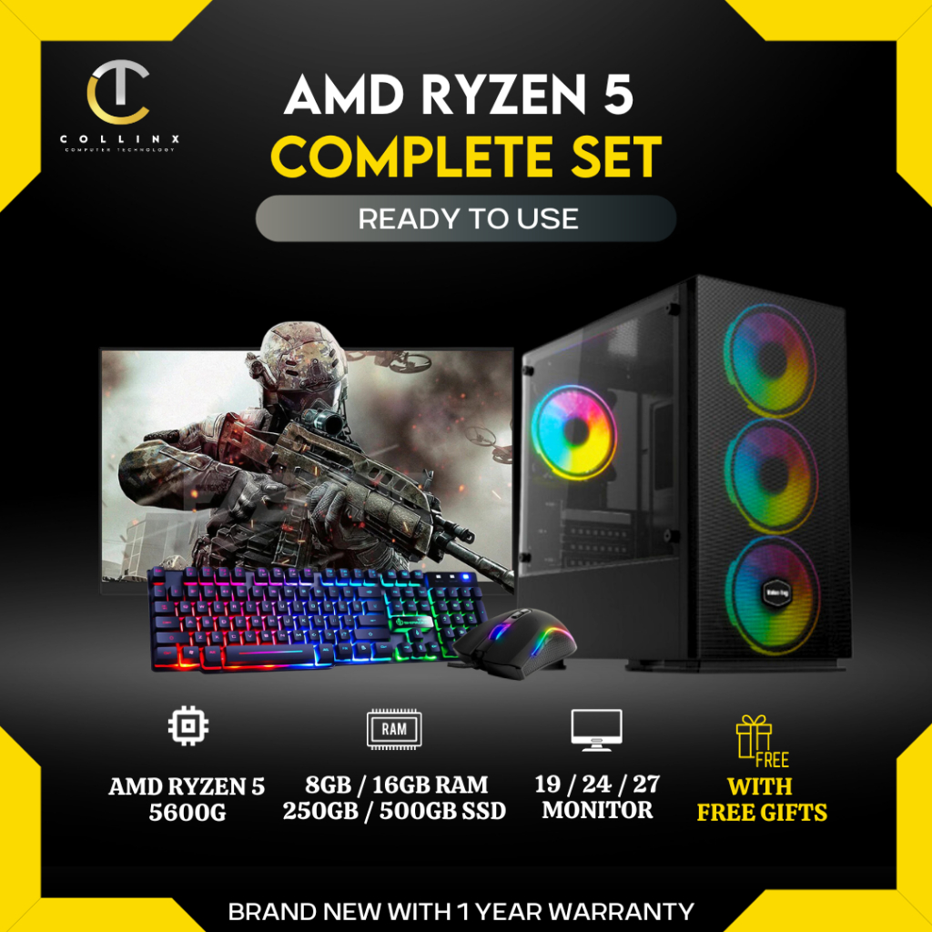 [ COMPLETE PC SET ] AMD Ryzen 5 5600G CPU Desktop Package with Builtin