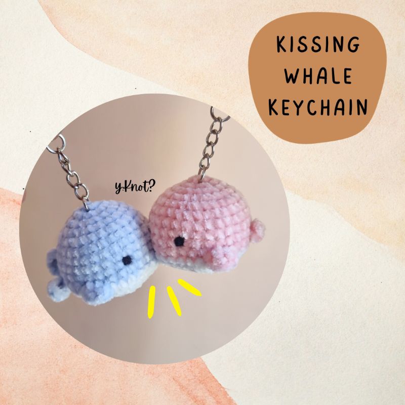 Crochet Kissing Whale Keychain Couple Bestfriend keychain