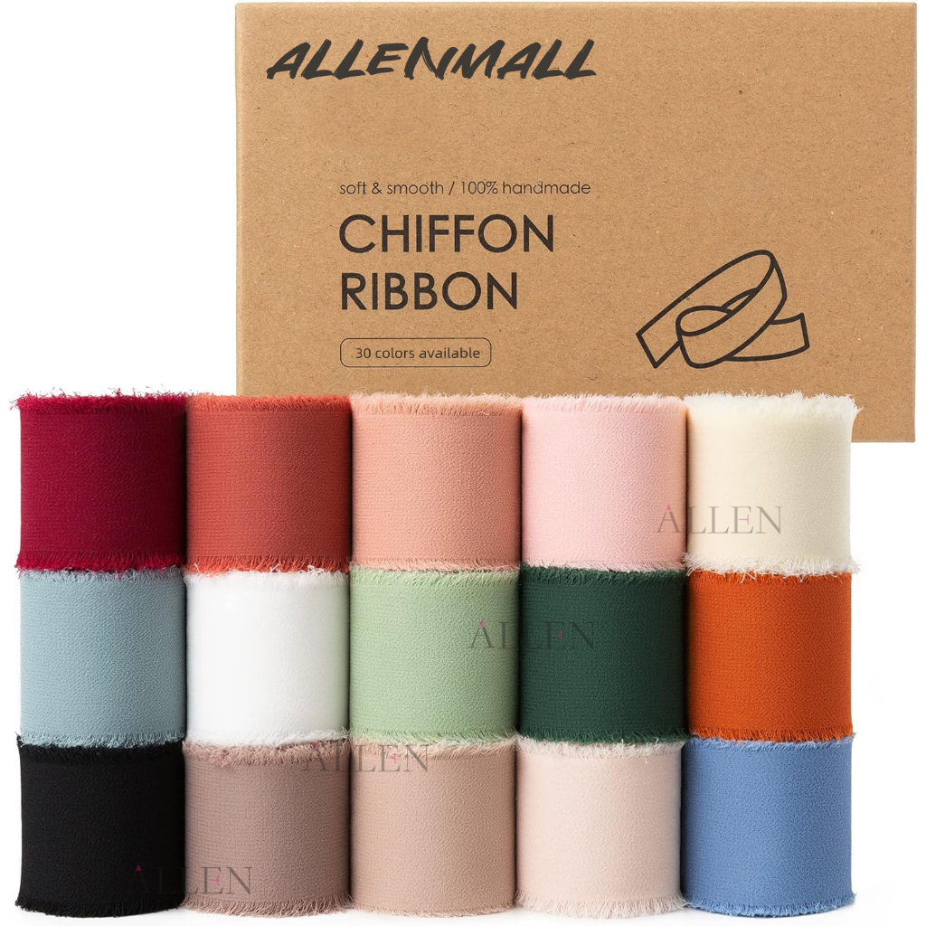 1.5'' x 5.5Yd Frayed Edged Chiffon Silk Ribbons for Gift Wrapping ...