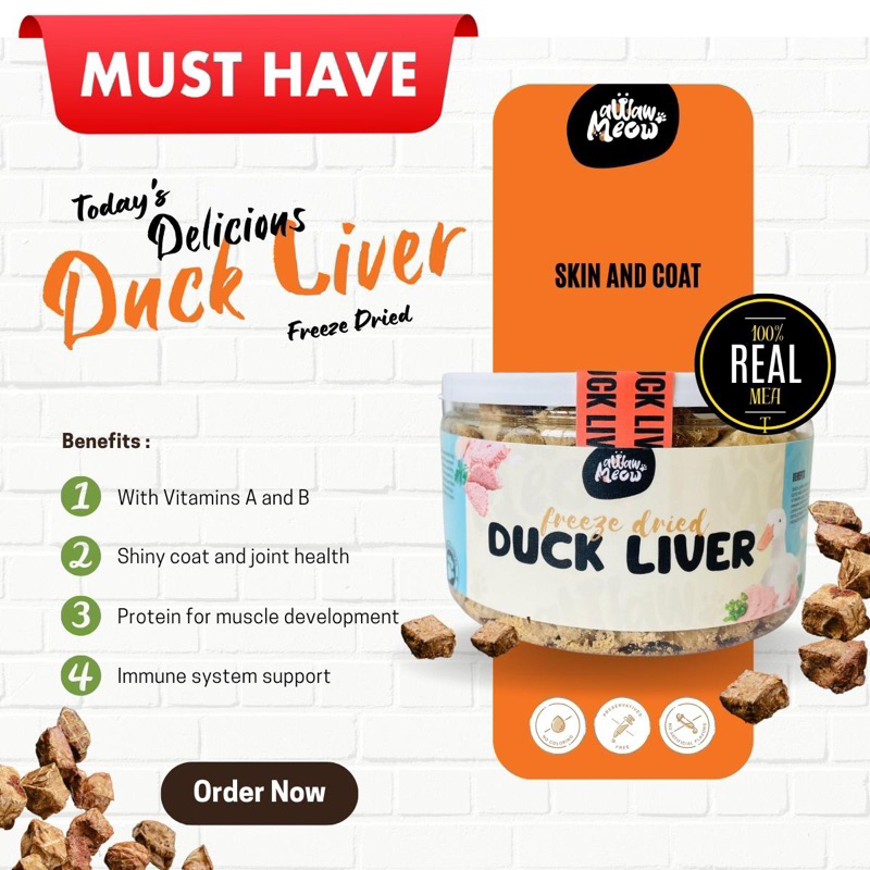 Awaw Meow Duck Liver Freeze Dried Dog Treats and Cat Treats | Shopee ...