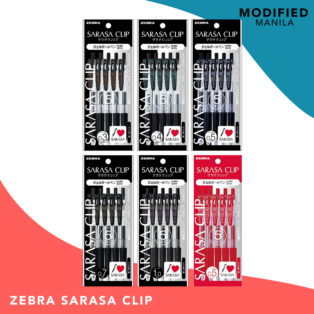 Zebra Sarasa Clip Black and Red Gel Ball Pens and Refills Shopee