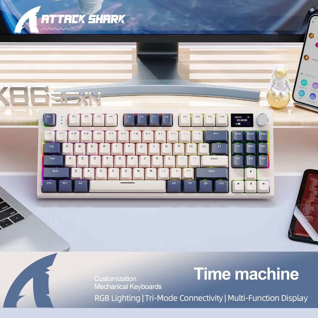 Attack shark K86 Mechanical Keyboard Tri-mode Wireless RGB Display ...
