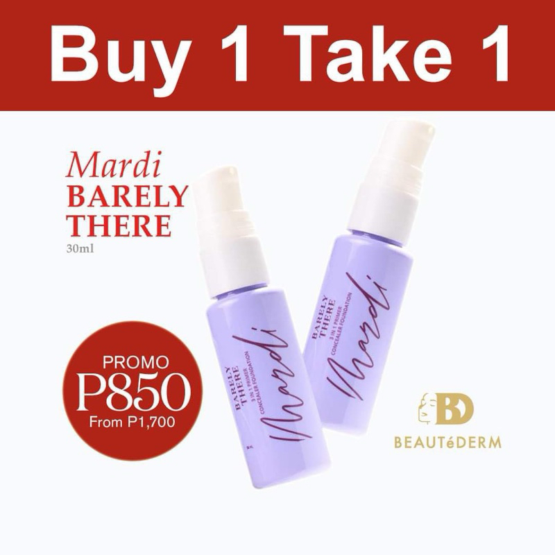 Beautederm Barely There Primer Concealer Foundation 3in1 30ml BUY1TAKE1