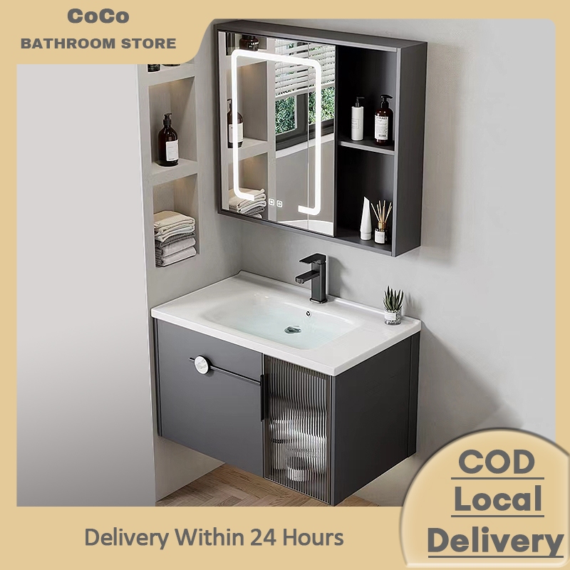 Local Shipping 60/80cm Aluminum Bathroom Sinks Ceramic Complete set Shopee Philippines