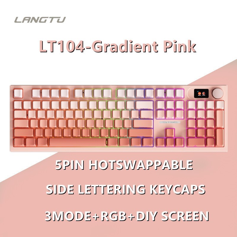 langtu LT104 Mechanical keybaord RGB backlit Hotswap Knob DIY Screen ...