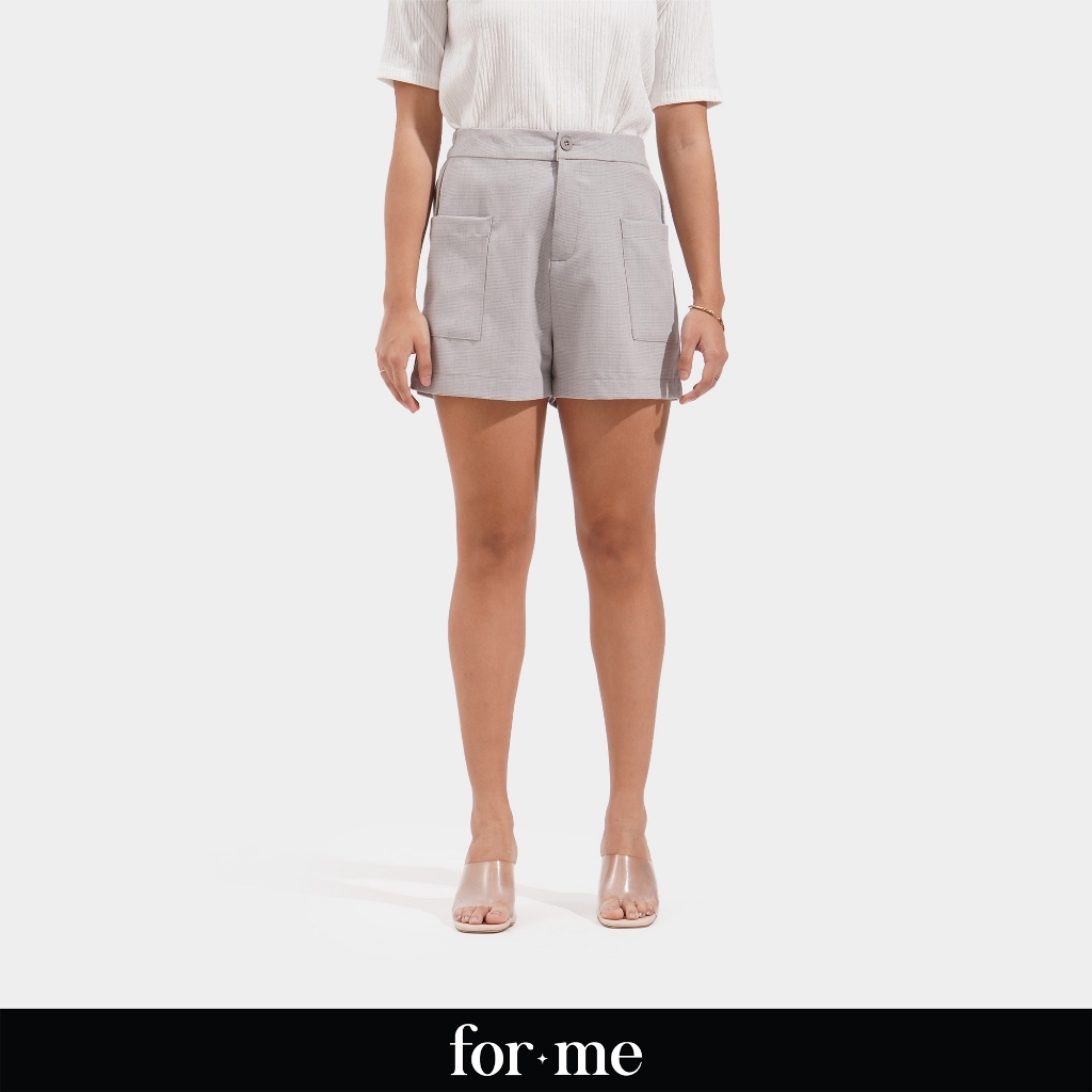 ForMe High Waisted Button Shorts for Women (Beige/Gray) | Shopee ...