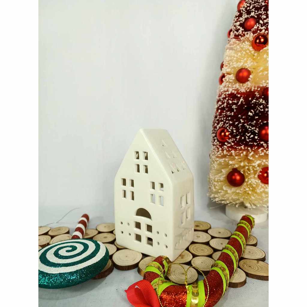 Decorative White Christmas Villages Display Home Decor, Collection