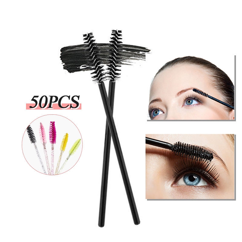 50pcs Bag Eyelash Extension Brush Mascara Wand Eyebrow Spoolie Brushes Lashes Extensions Tools