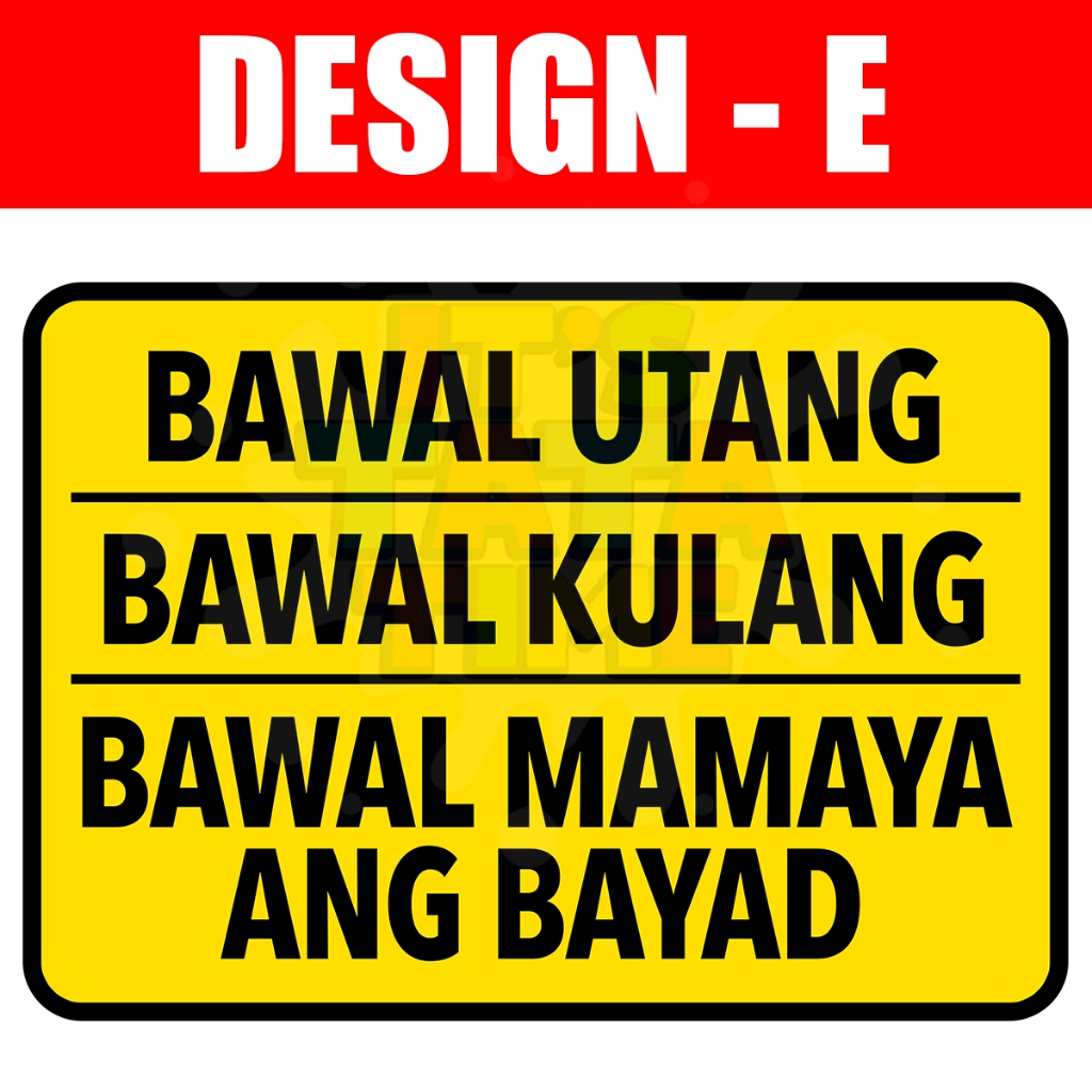 Bawal Utang Signage - A4 Size Laminated | Shopee Philippines