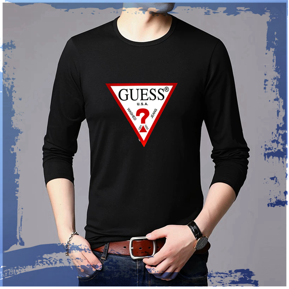 Lin301 New Style Cotton Long Sleeves T-shirt GUESS Graphic Print White ...
