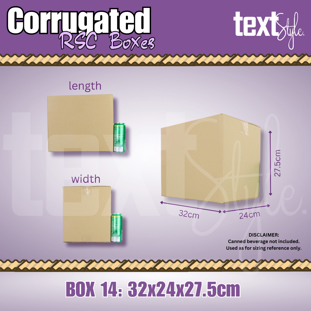 Textstyle (16 Sizes Available) Corrugated Box RSC Box Shipping Box ...