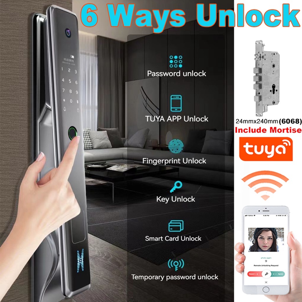Smart Automatic Door Lock Wifi Tuya 3D Face Recognition Locks With ...