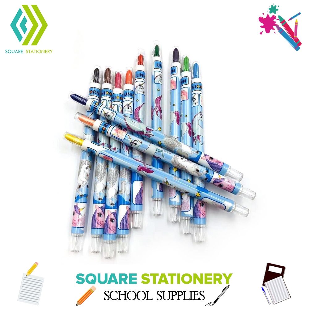 Square Stationery Rolling Pencil Crayons Cartoon Character Random ...