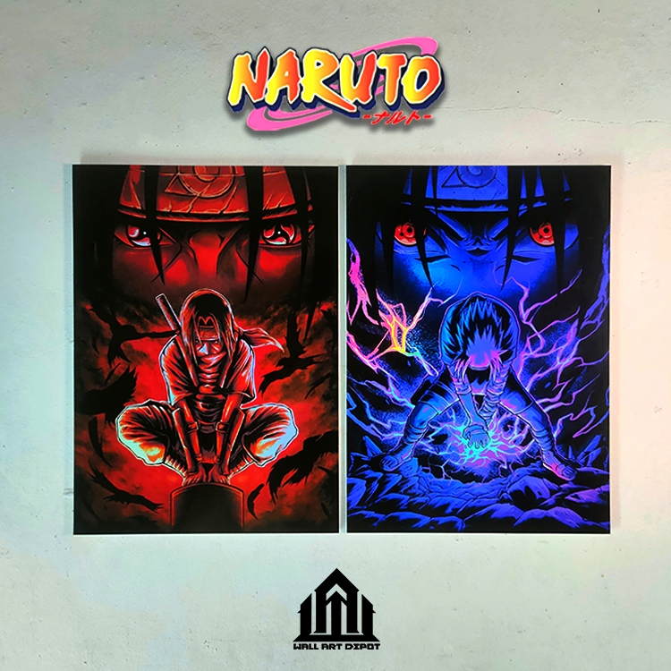 Itachi Uchiha and Sasuke Uchiha Holographic Effect Wall Art / A4 Size