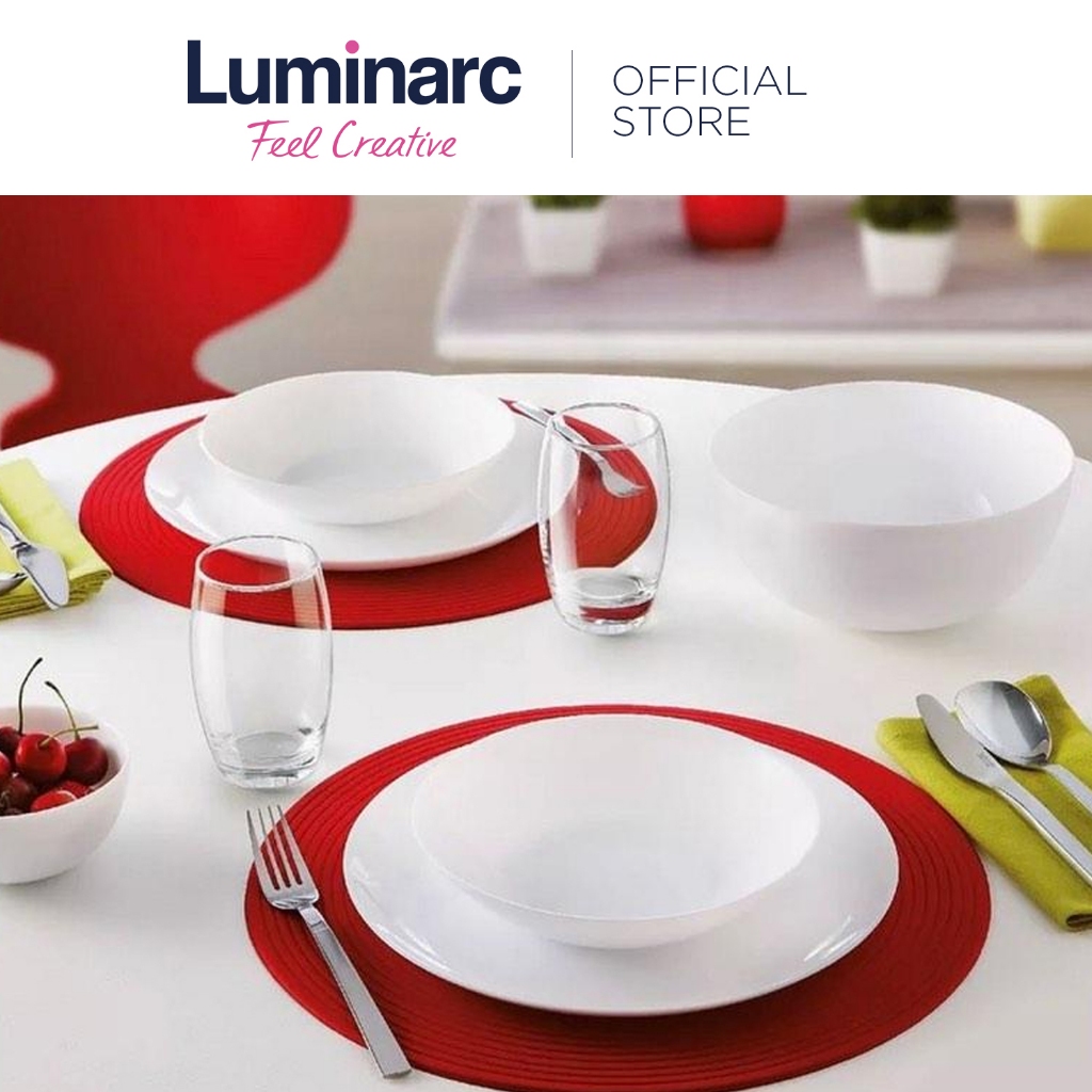 Luminarc Diwali 6pcs White Microwaveable Glass Dinner Plate Set Tempered 25cm Shopee Philippines 9727