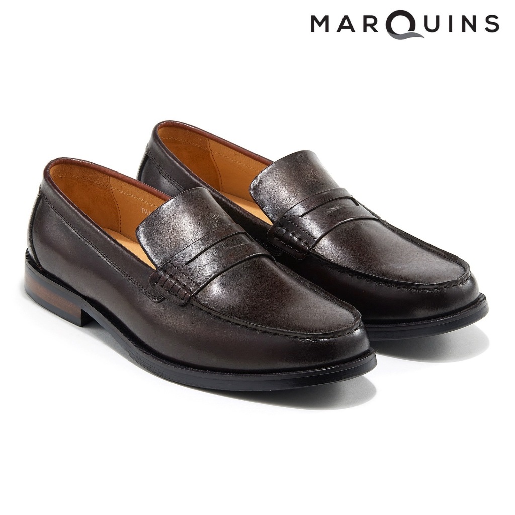 Marquins Genuine Leather Penny Loafer Shoes for Men - PABLO Onyx Brown ...