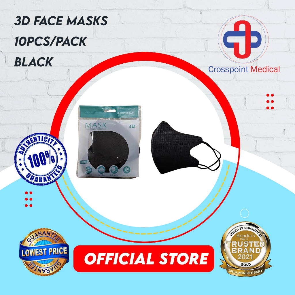 Crosspoint 3D FaceMask 10pcs / pack ( BLACK ) | Shopee Philippines
