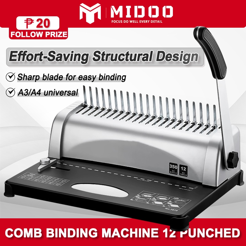 MIDOO Ring / Comb Binding Machine A3/A4 Size Binding Machine Office 21