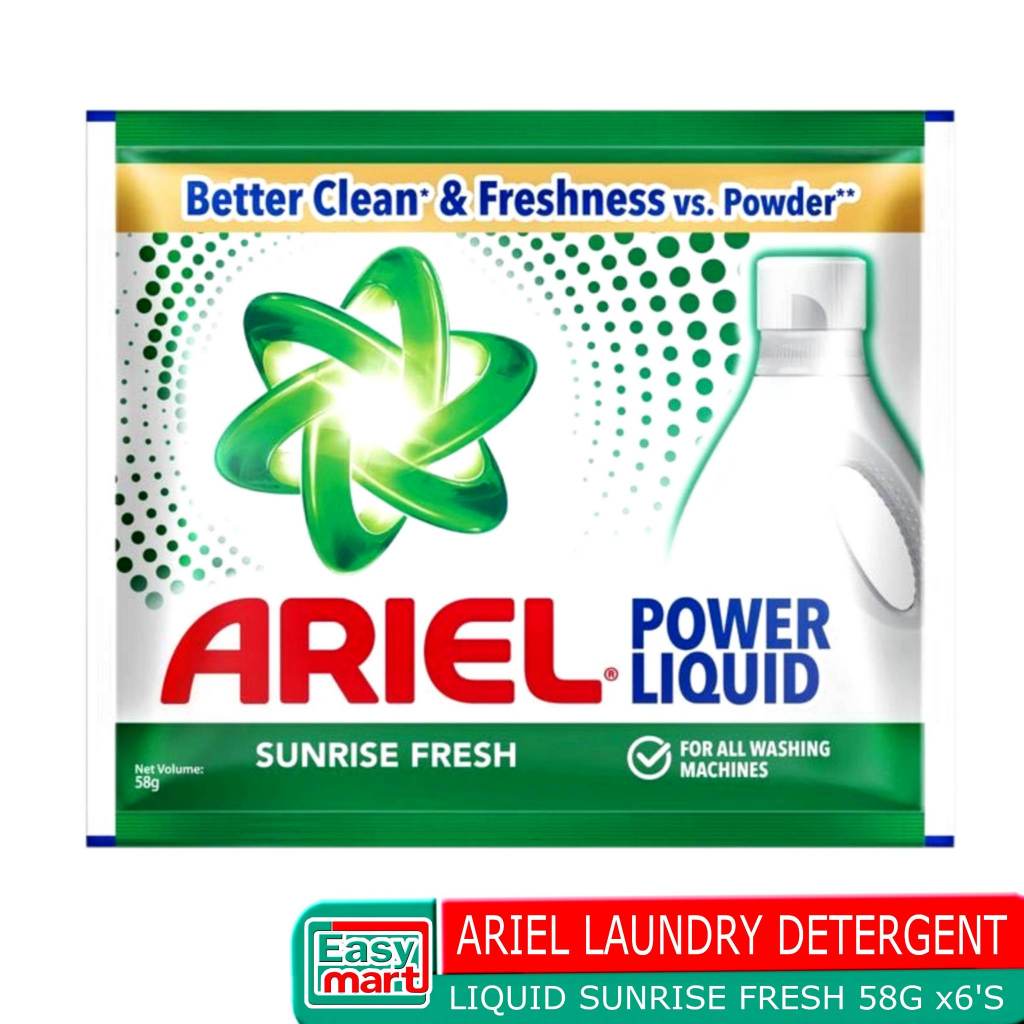 Easy.Mart Ariel Laundry Detergent Liquid Sunrise Fresh 58gx6's Shopee