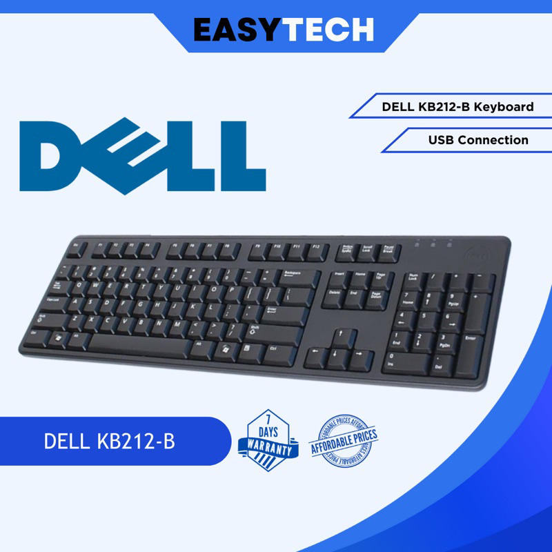 EASYTECH DELL KB212B SOFT/QUITE KEYS Black 104 Keys USB Wired