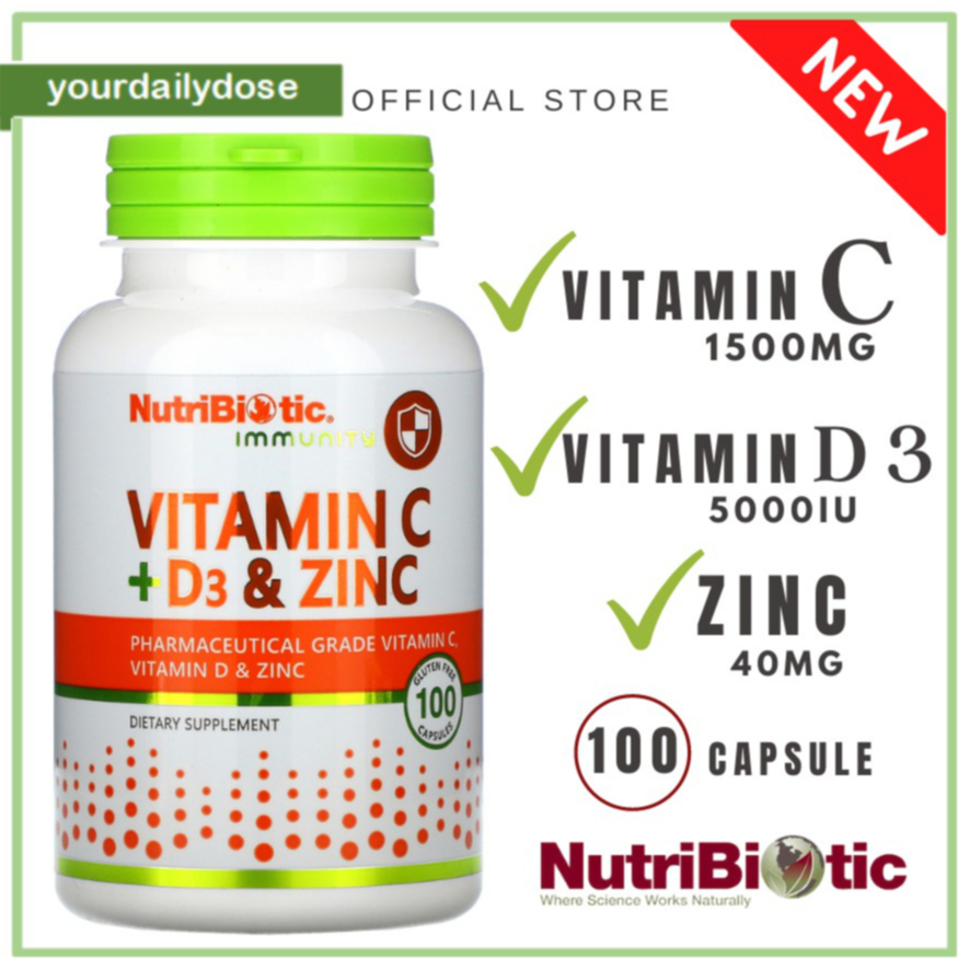 NutriBiotic Immunity Vitamin C + D3 & Zinc (100 Capsules, 250 capsules) Shopee Philippines