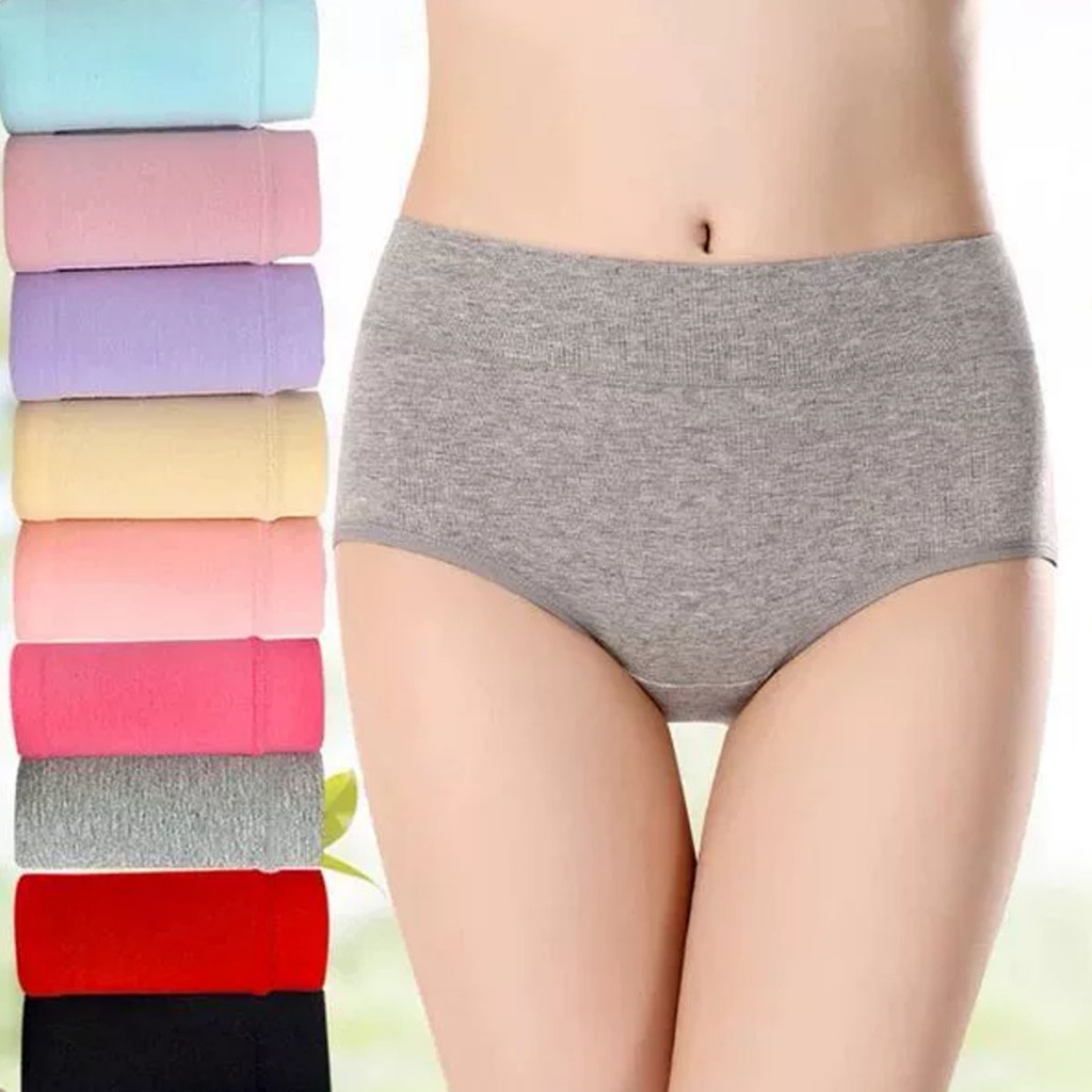 6PCS High Waist Pure Cotton Solid Color Seamless Simple Cotton Fabric