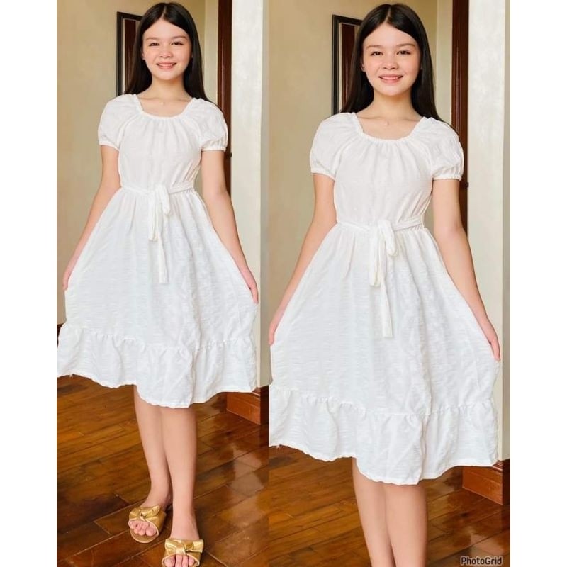 KIDS DRESS PUFF SLEEVES- OFF SHOULDER 9-12 (Freesize) | Shopee