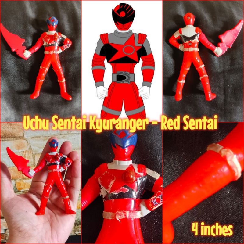 Uchu Sentai Kyuranger Red Sentai Power Ranger Toy Figure Shopee