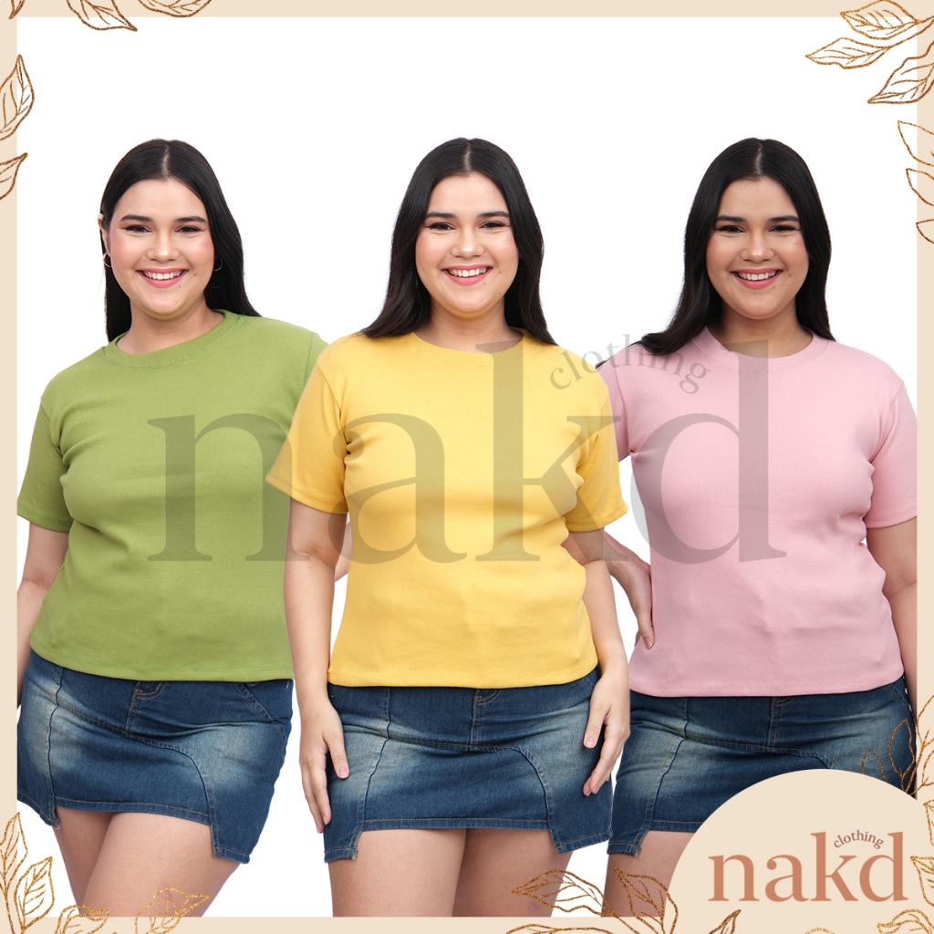 NAKD FASHION SHUVEE BASIC COTTON KNITTED DAILY CASUAL ROUND NECK PLUS ...