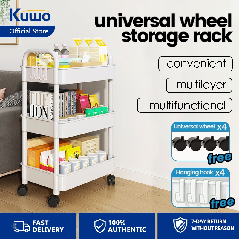 3 Tier Multifunction Storage Trolley Rack Office Shelves Kitchen With ...