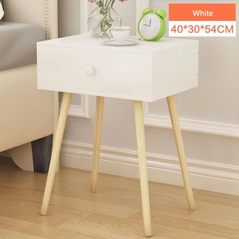 Elegant Bedside Table Side Table With Drawer Full Solid Wood Leg Nordic
