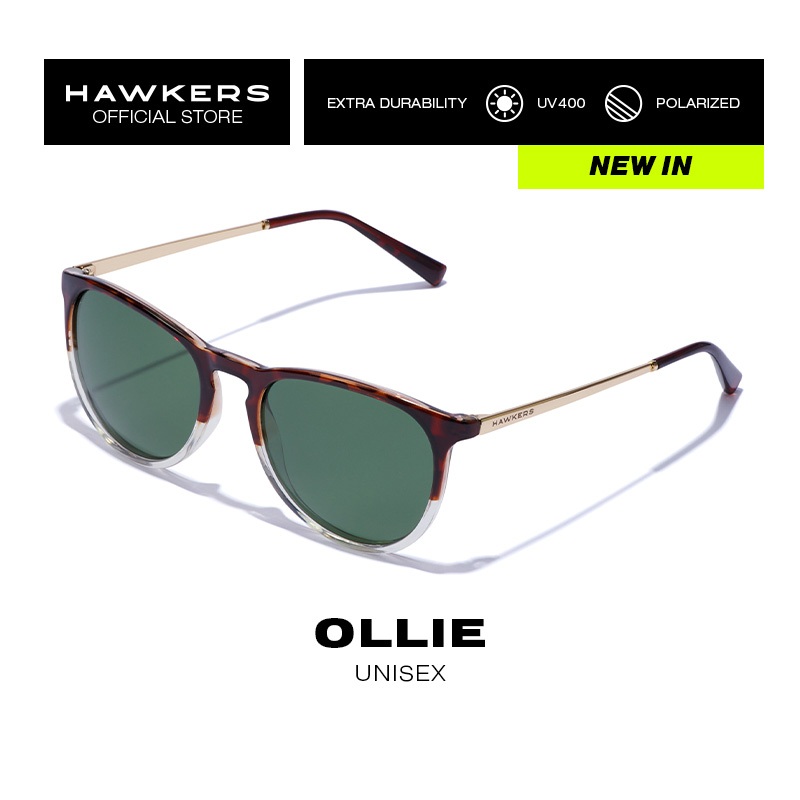 HAWKERS Ollie Polarized White Green Sunglasses For Men And Women Unisex. Official Product Designed In Spain