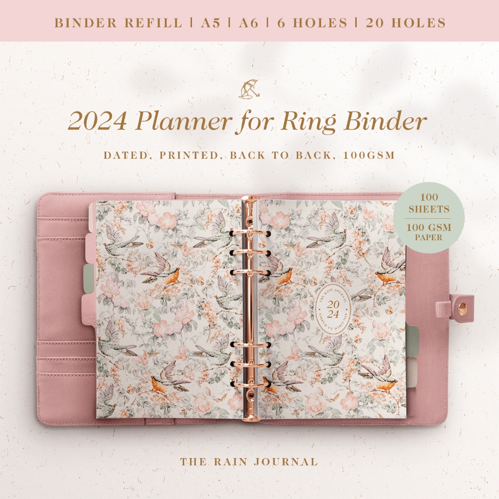 2024 Planner for Ring Binder w/ Monthly Planner, Weekly Planner, Yearly