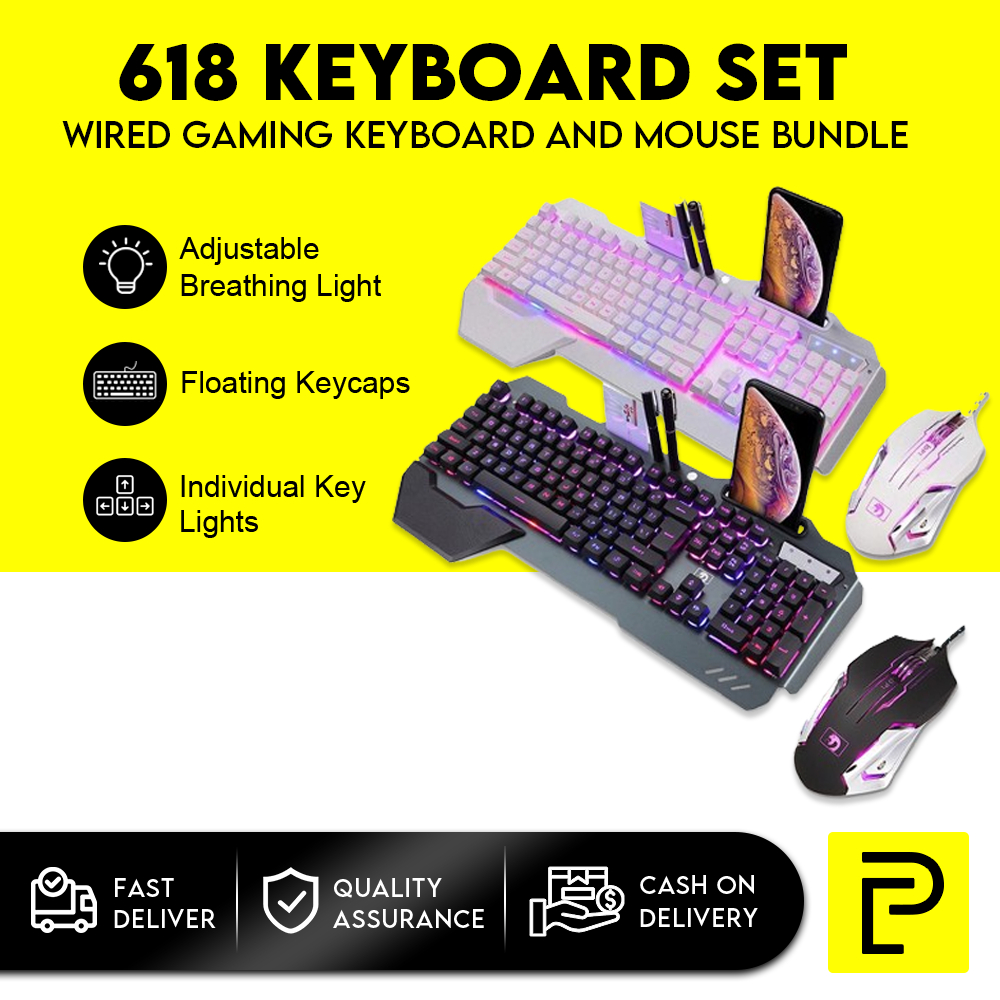 Popcorn 618 Wired Gaming Keyboard and Mouse Set 16 Backlighting Effects