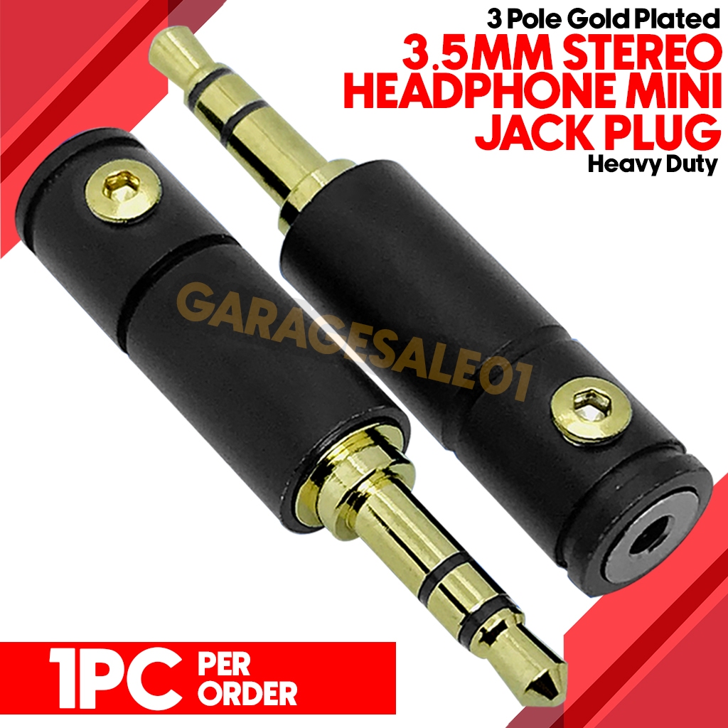 3 Pole Gold Plated 3.5mm Stereo Headphone Mini Jack Plug Shopee Philippines