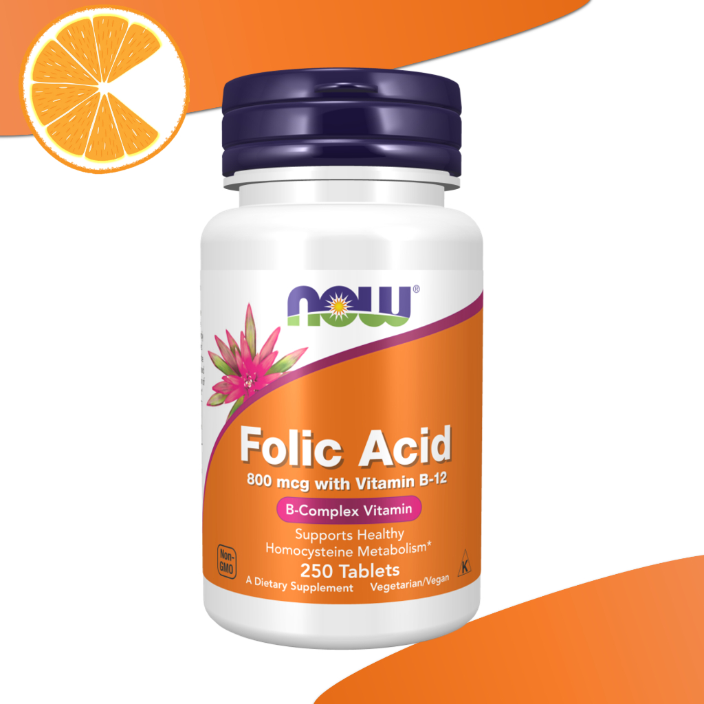 Now Folic Acid 800mcg with Vitamin B12 250 Tablets | Shopee Philippines