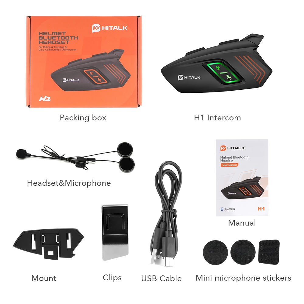 GEARELEC X6 Motorcycle Helmet Bluetooth Headset Motorbike Wireless