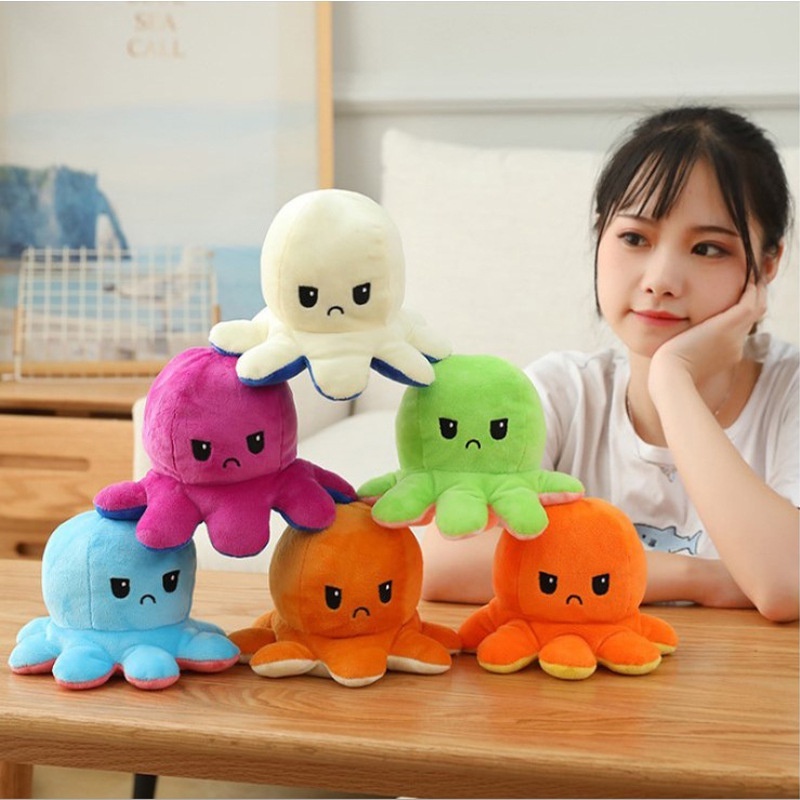 Reversible Flip Octopus Stuffed Toy Plush Toddler Toys Double-sided ...