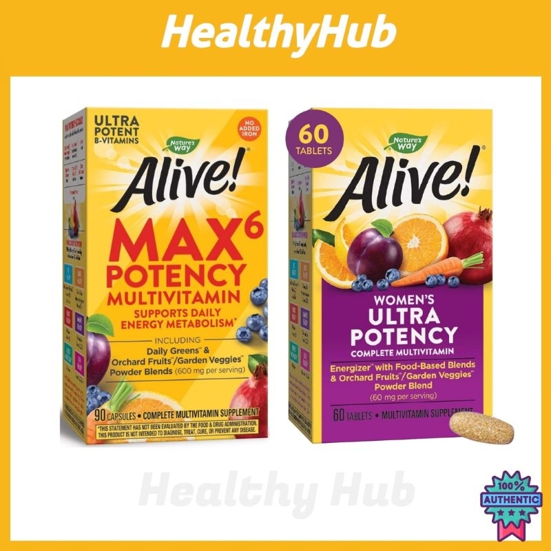 Nature's Way Alive! Max 6 Potency Multivitamin, Alive Women's Ultra ...