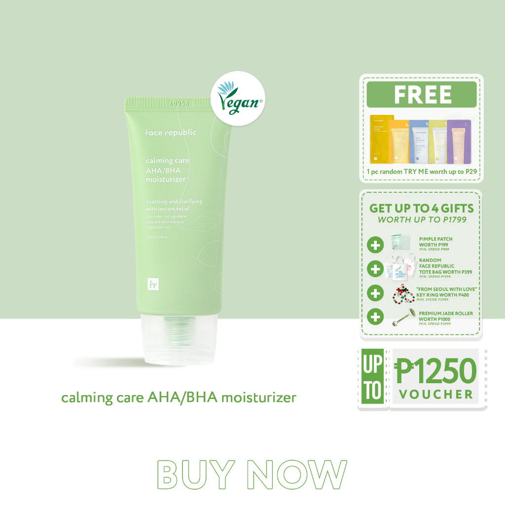 Face Republic Calming Care AHA/BHA Moisturizer 50mL, Non-comedogenic ...
