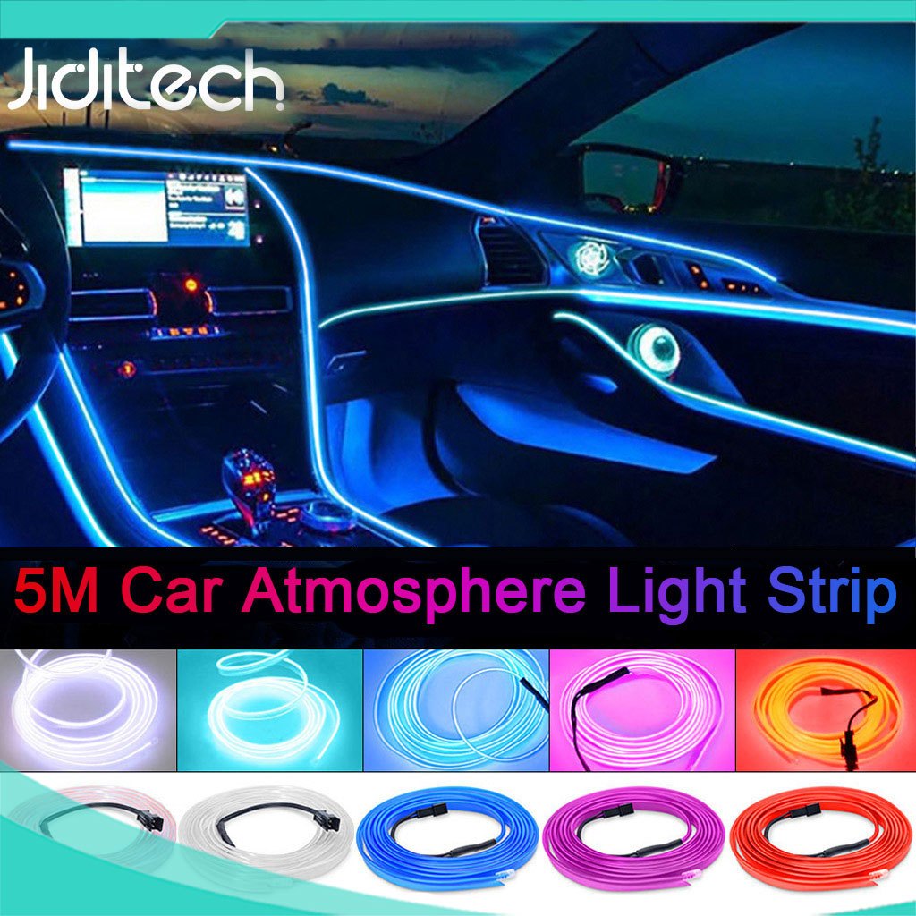 Jiditech 5M Car Interior Ambience Light Strip Flexible Floodlight LED ...