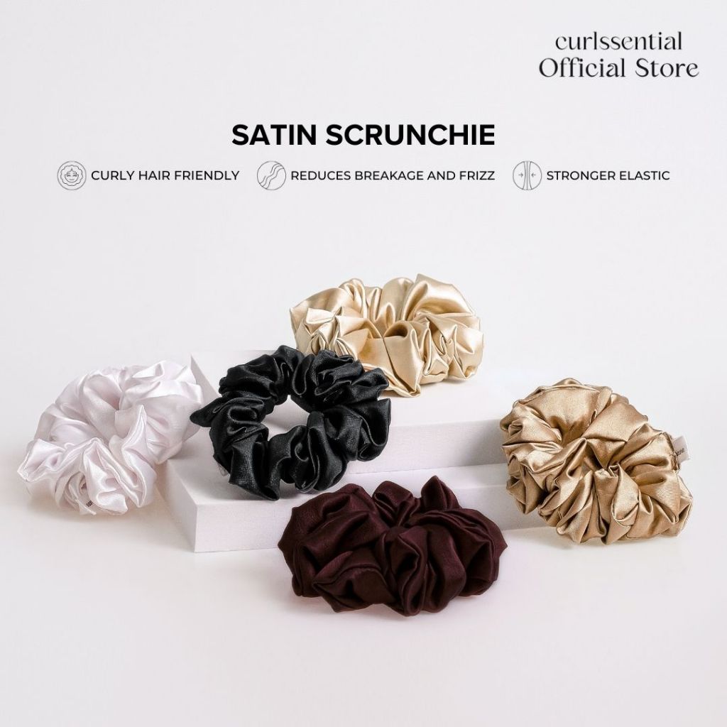 Curlssential Silk Satin Scrunchie Ponytail Hair Tie Premium