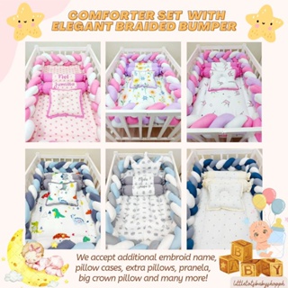 5Pcs Set Nordic INS Baby Crib Bumpers Pad Fence Cotton Crown Cushion  Cartoon Printted Sheets Kids