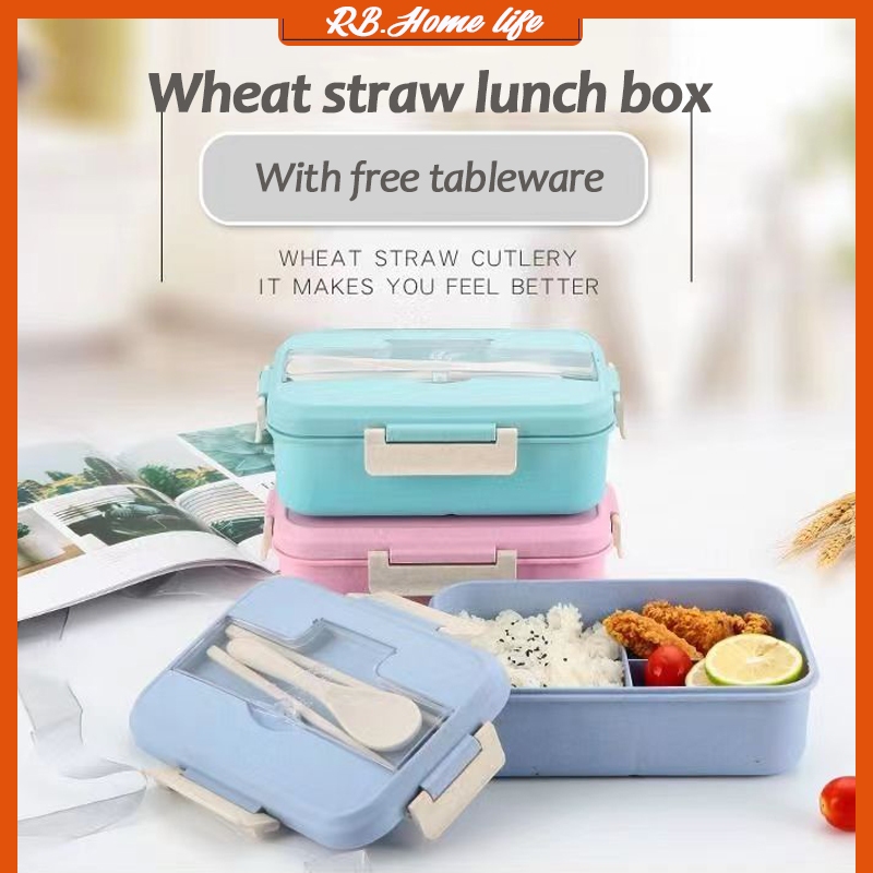 RB 1000ml Wheat Straw Ecofriendly Lunch Box Free Utensils Portable