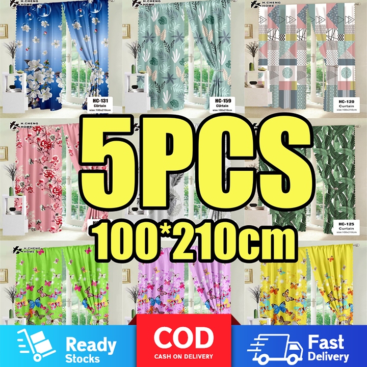 5PCS Curtain 100*210CM On Sale Curtains Kurtina Blackout Makapal
