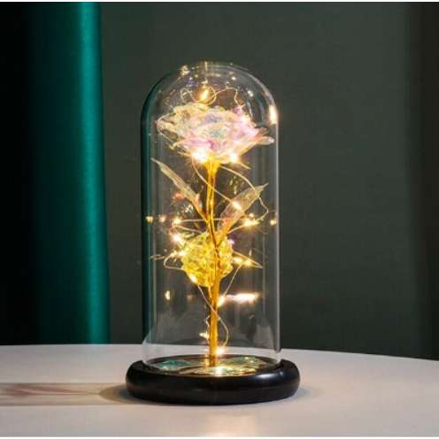 LED Light Light Up Rose in Glass Dome-random base( black/white ...