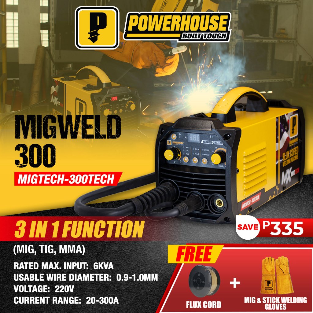 POWERHOUSE MIGWELD 200A / 250A / 300A Gasless MIG Inverter IGBT ARC