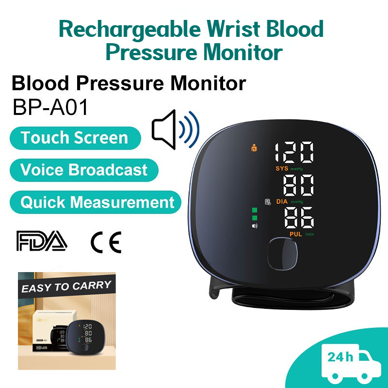 AIQUE Rechargeable Wrist Blood Pressure Monitor High BP Voice broadcast