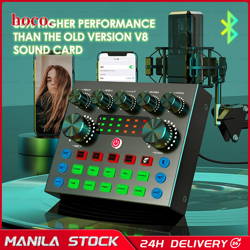 V8 Sound Card Audio Interface BLUETOOTH USB Live Broadcast Mic Sound