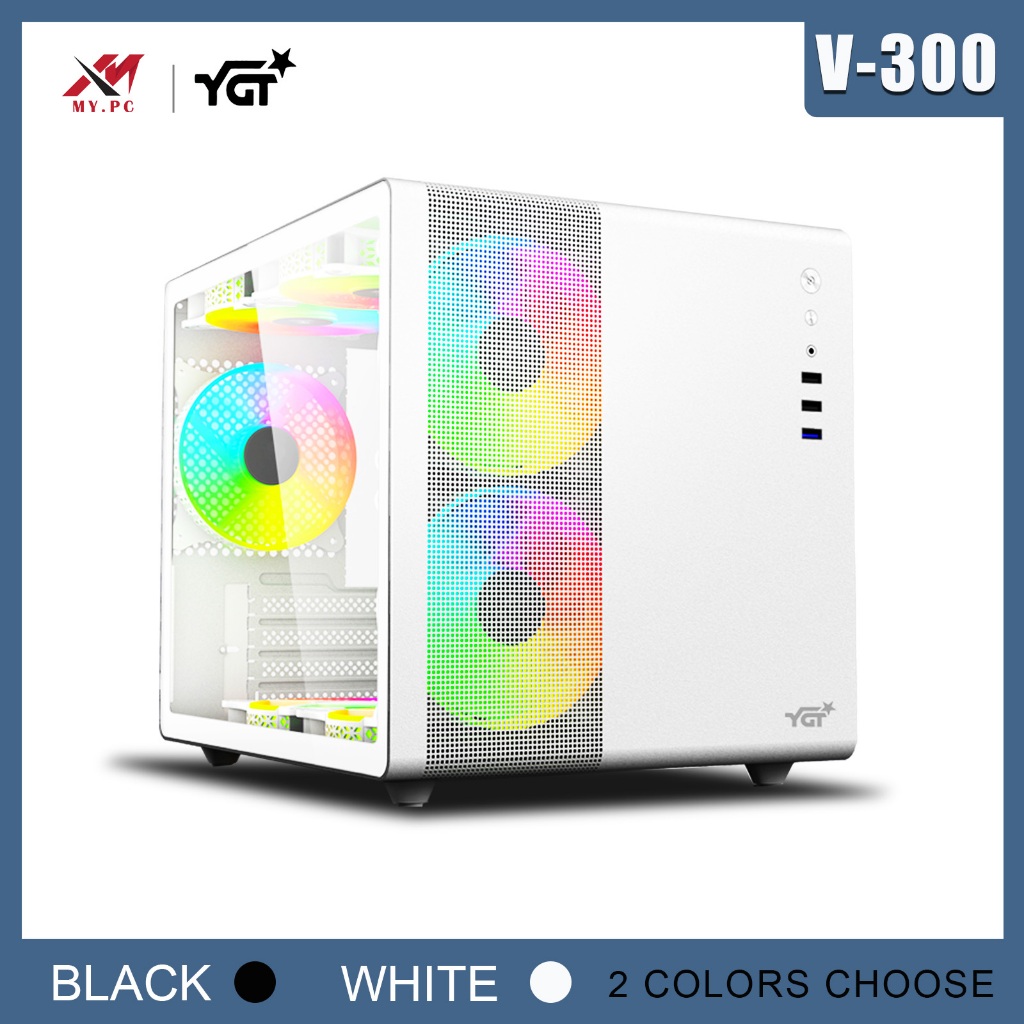 YGT V300 MINI GAMING CASE BLACK WHITE MICRO-ATX/ITX | Shopee Philippines